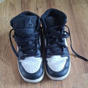 Jordan Kids Black and White Mid-Top Sneakers